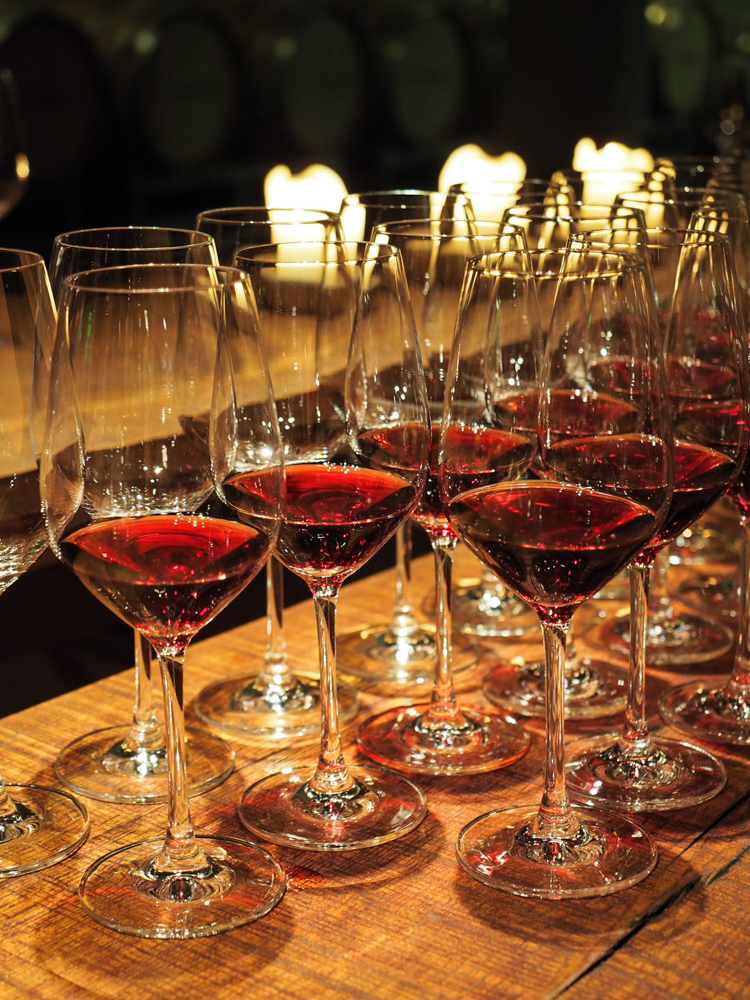 Glasses of red wine