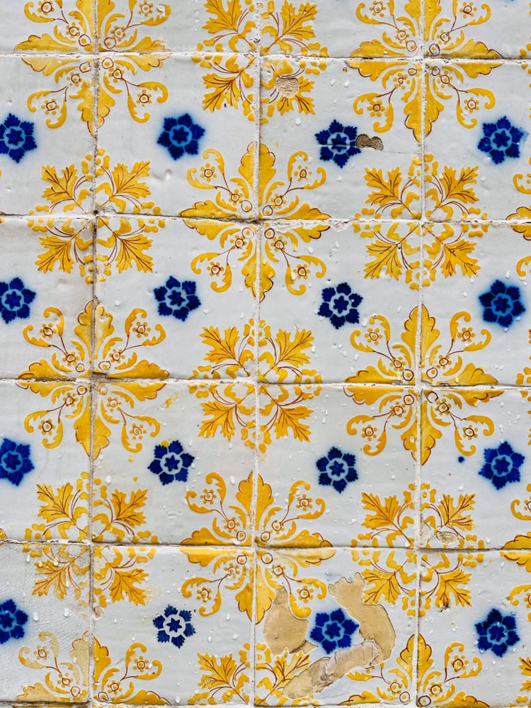 Yellow and blue tile.