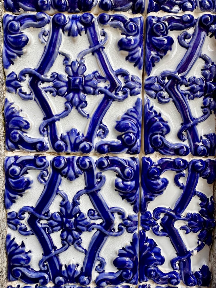 blue and white tile
