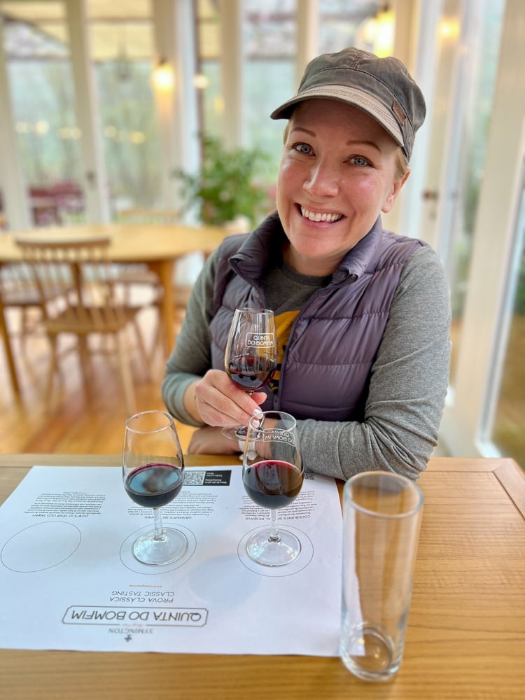 Rachelle sipping port wine.
