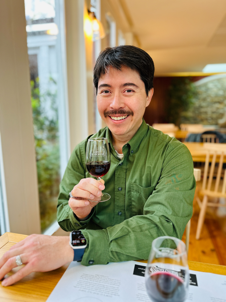 Pete sipping port wine.