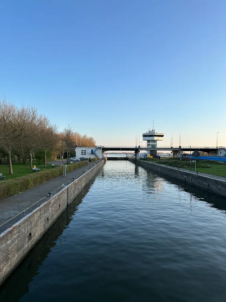 Going through a lock in Dutch Waterways while on a Viking Cruise