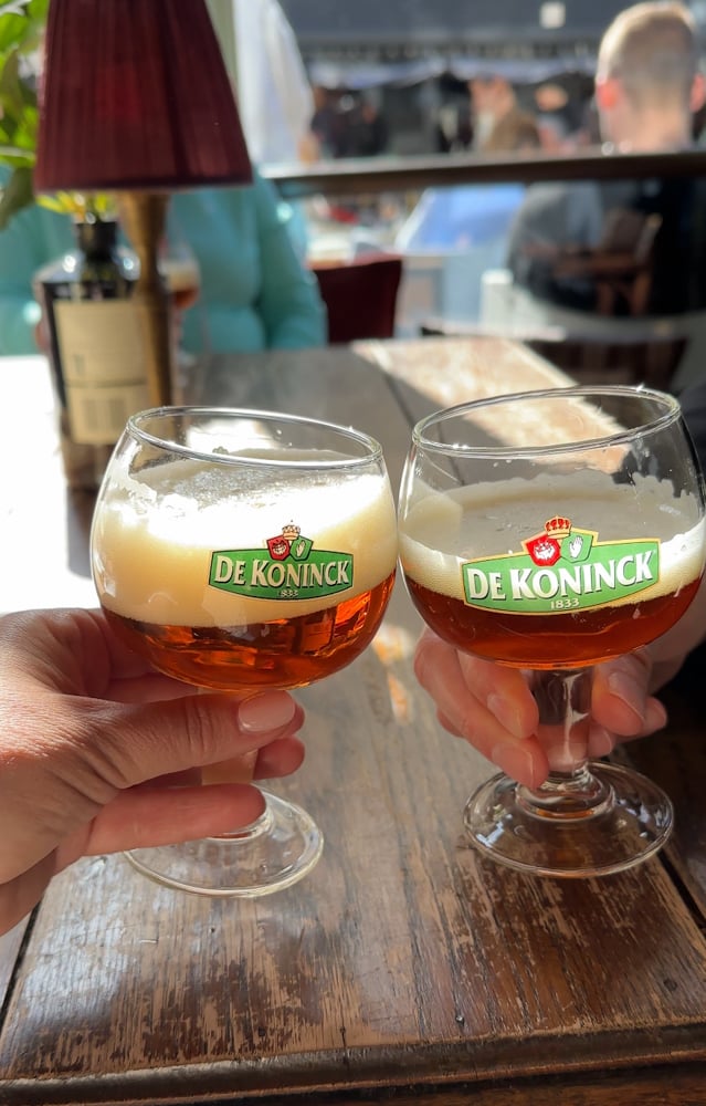 Two glasses of De Koninck beer in Antwerp on Viking River Cruise Tulips and Windmills Food Tour