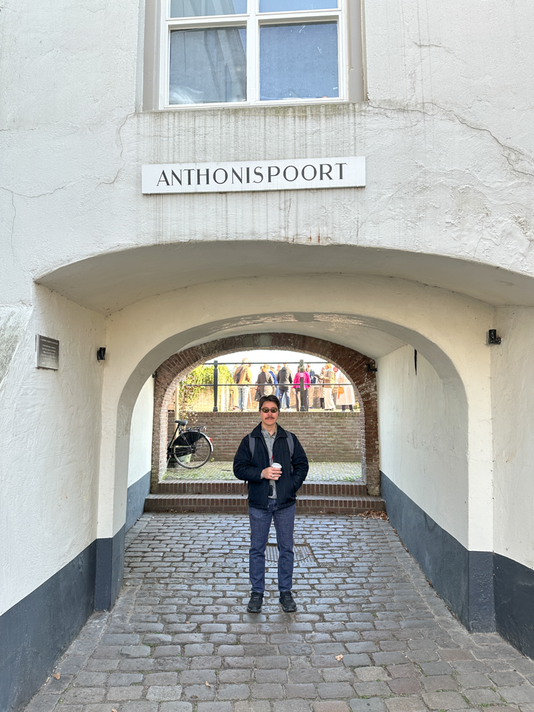 Pete under the old city gate in Nijmegen