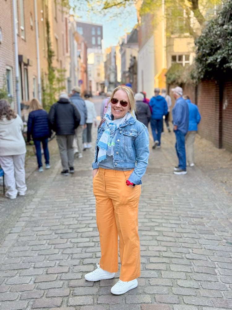 Rachelle with an excursion group on a Viking cruise.