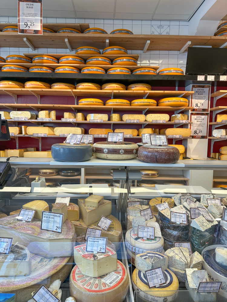 Dutch cheeses in a cheese shop