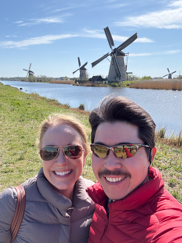 Rachelle and Pete in Kinderdijk in 2025