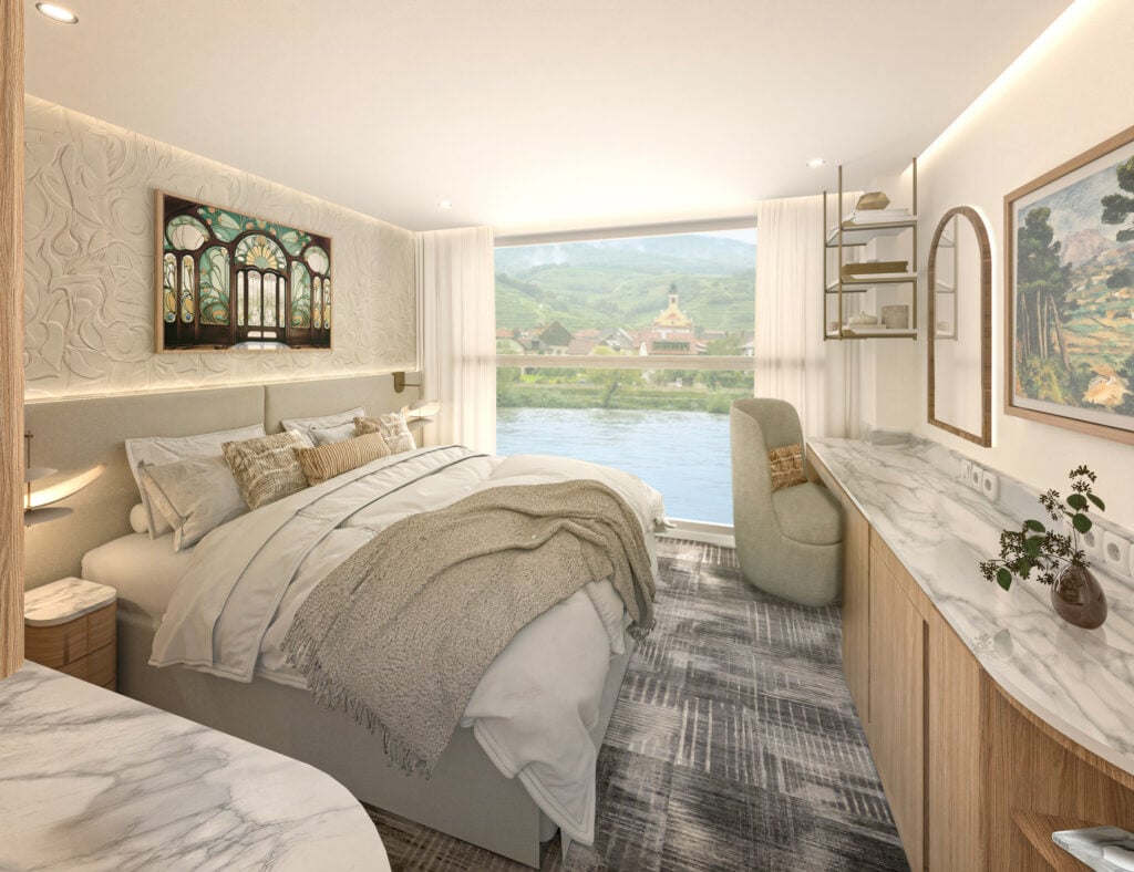 Artist rendering of Celebrity River Cruise Cabin